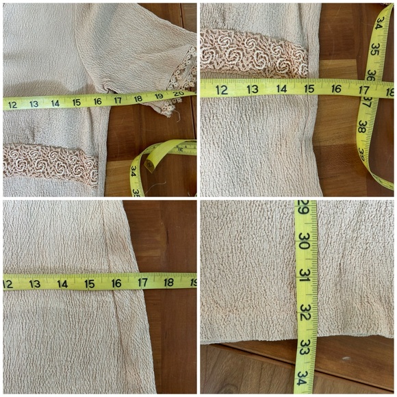 VTG 90s Crochet Mini Dress Crepe Blush Tan Balletcore Sz M - Picture 4 of 4